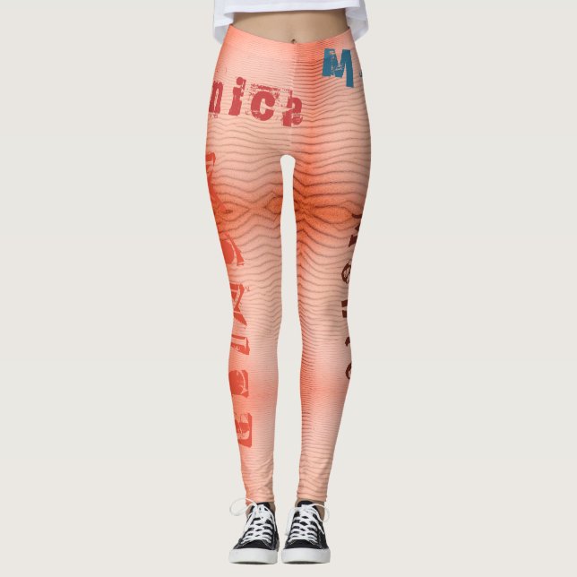 Custom Name Sangria Desert Sand Leggings (Front)