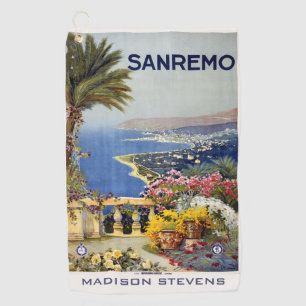 Custom name SanRemo Italy Vintage Travel Golf Towel
