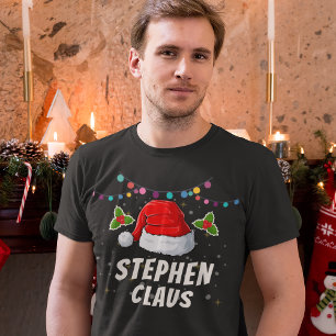 Custom Name Santa Hat Christmas Holiday T-Shirt