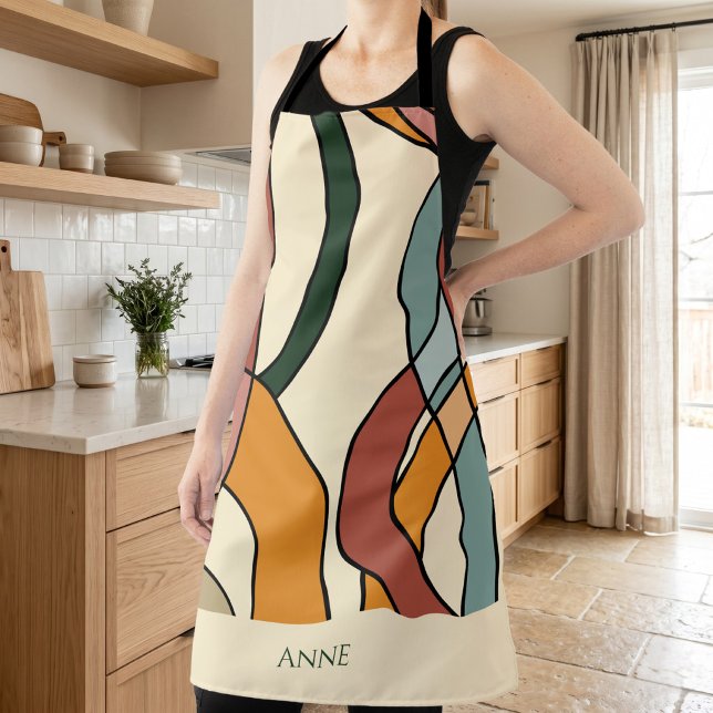 Custom Name Scandinavian Abstract Muted Kitchen  Apron (Custom Name Scandinavian Abstract Muted Kitchen Gi Apron)