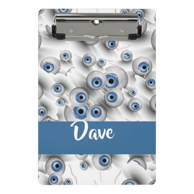 Custom name scary eyes mini clipboard (Front)
