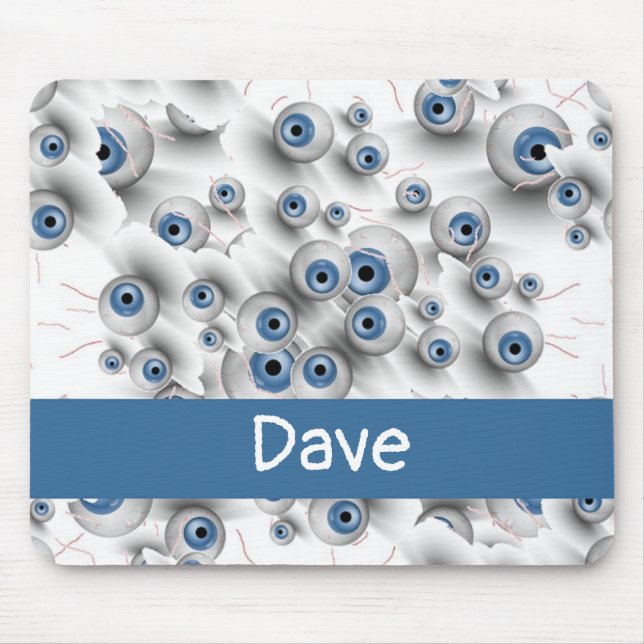 Custom name scary eyes mouse mat (Front)