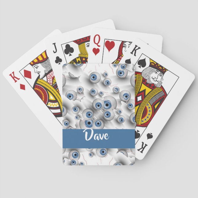 Custom name scary eyes playing cards (Back)
