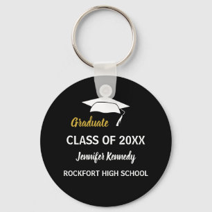 Custom name school graduate class of graduation key ring