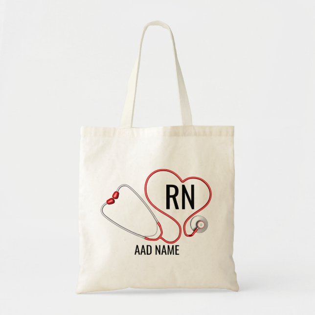 Custom Name School Nurse's Personalised RN  Tote Bag (Front)
