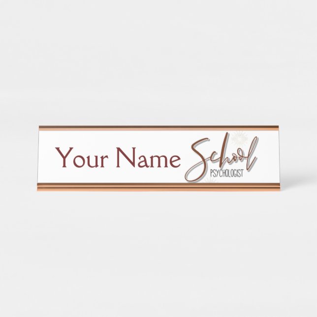 Custom Name School Psychologist's Desk Name Plate (Front)