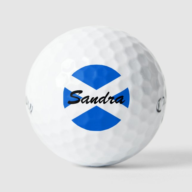 Custom Name Scottish Flag css gbcnt Golf Balls (Front)