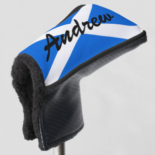 Custom Name Scottish Flag Golf Putter Cover arc