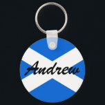 Custom Name Scottish Flag kccnt Key Ring<br><div class="desc">Custom Name Scottish Flag Keychain

Design © Trinkets and Things 2017 - AHP Design. All Rights Reserved.

030417
keychain</div>