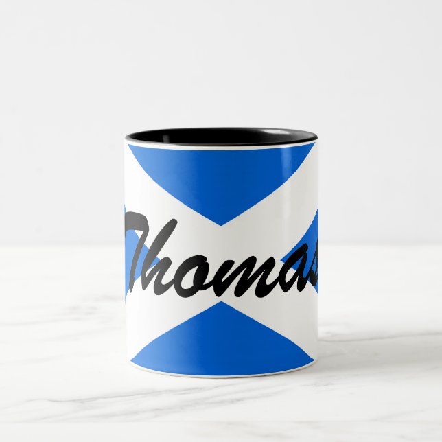 Custom Name Scottish Flag Two-Tone Mug arc1 (Center)