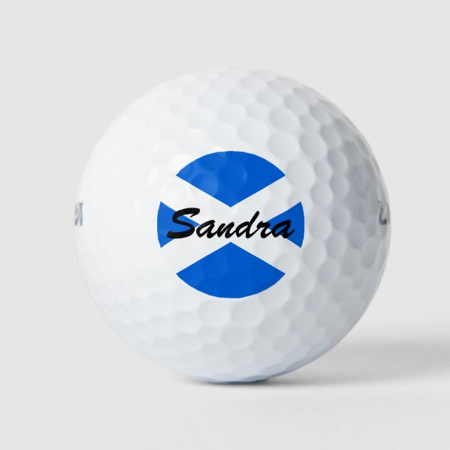 Custom Name Scottish Flag wu gbcnt Golf Balls (Front)