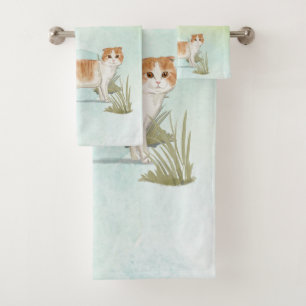 Custom Name Scottish Fold Cat Pet Bath Towel Set