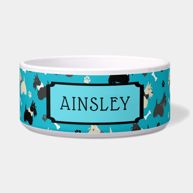 Custom Name Scottish Terrier Pattern Blue (Front)