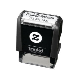Custom Name (Script) and Phone Number Self-inking Stamp