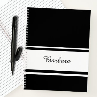 Custom Name Script Black/White Office Gift Journal