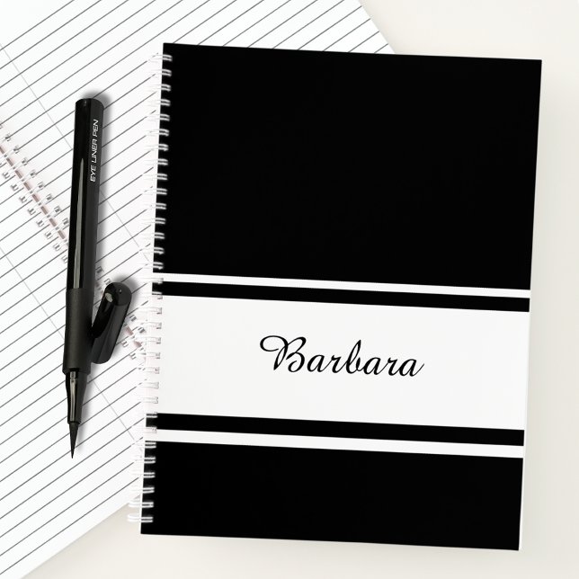 Custom Name Script Black/White Office Gift Journal (Creator Uploaded)