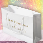 Custom Name Script Gold White Large Gift Bag<br><div class="desc">Custom Name Script Gold White Large Gift Bag. Personalise with your custom text.</div>
