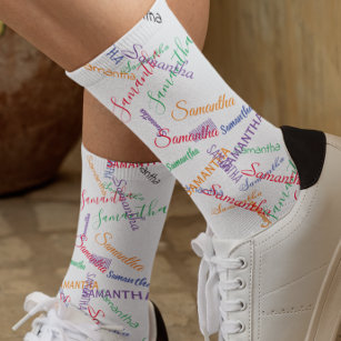 Custom Name Script Personalised colourful Socks