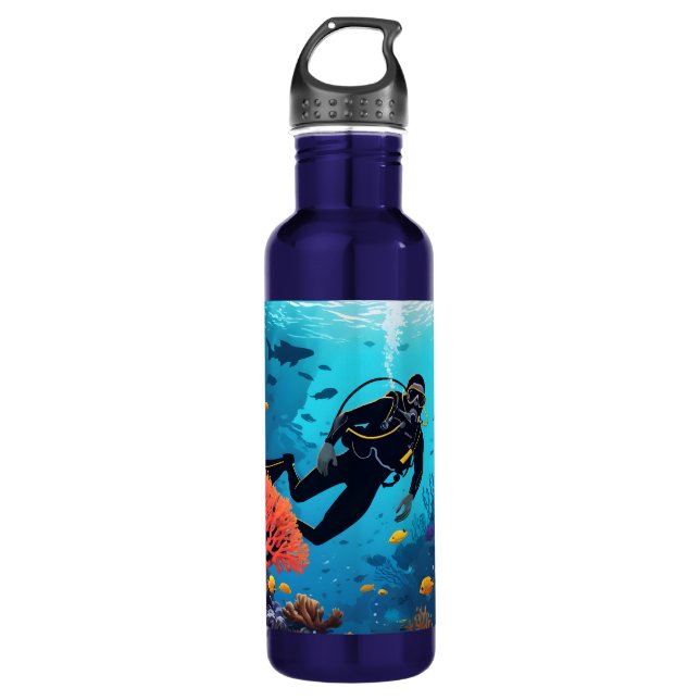 Custom Name Scuba Diver 710 Ml Water Bottle (Front)