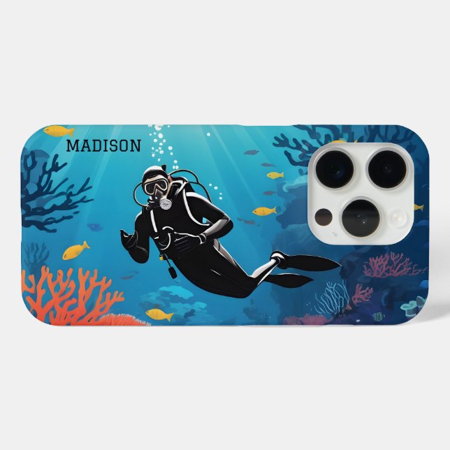 Custom Name Scuba Diver Case-Mate iPhone Case (Back (Horizontal))