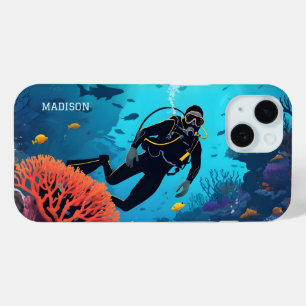 Custom Name Scuba Diver iPhone 15 Case
