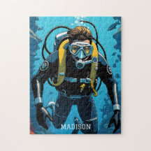 Custom Name Scuba Diver