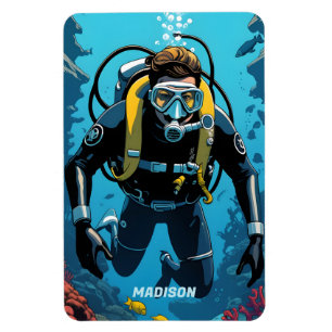 Custom Name Scuba Diver Magnet
