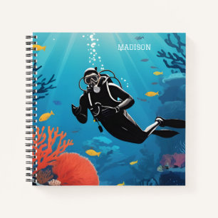 Custom Name Scuba Diver Notebook
