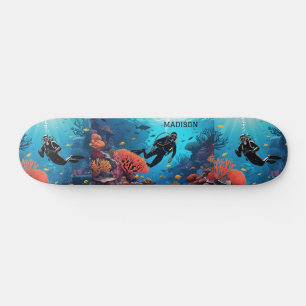 Custom Name Scuba Diver Skateboard