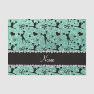 Custom name seafoam green glitter cheerleading tissue paper
