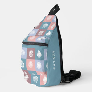 Custom Name Seashells Pattern Sling Bag