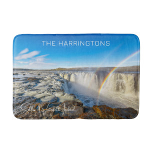 Custom Name Selfoss Waterfall, Iceland Bath Mat