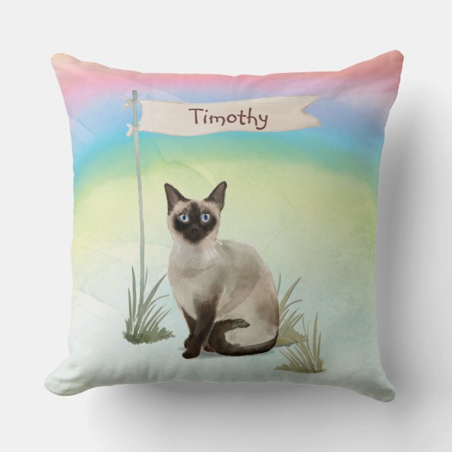 Custom Name Siamese Cat Pet Cushion (Front)