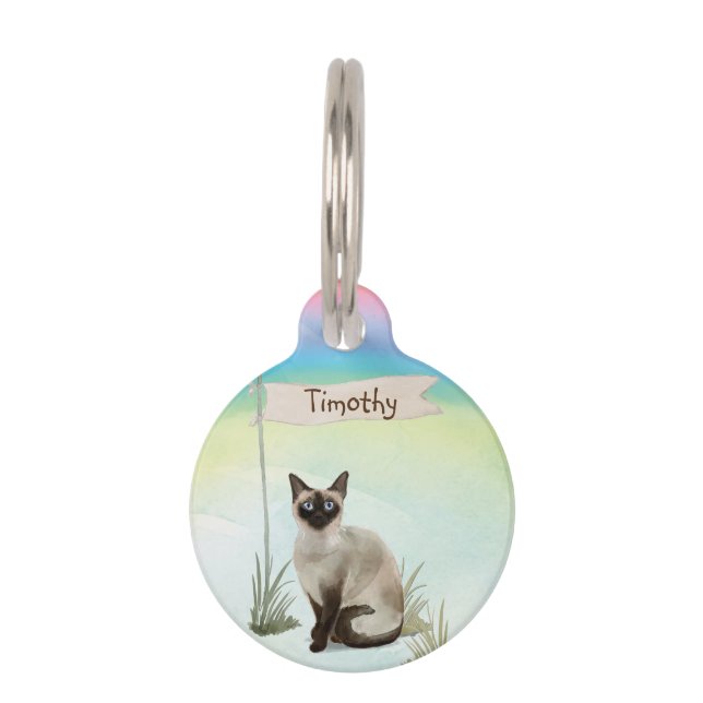 Custom Name Siamese Cat Pet Pet Tag (Front)