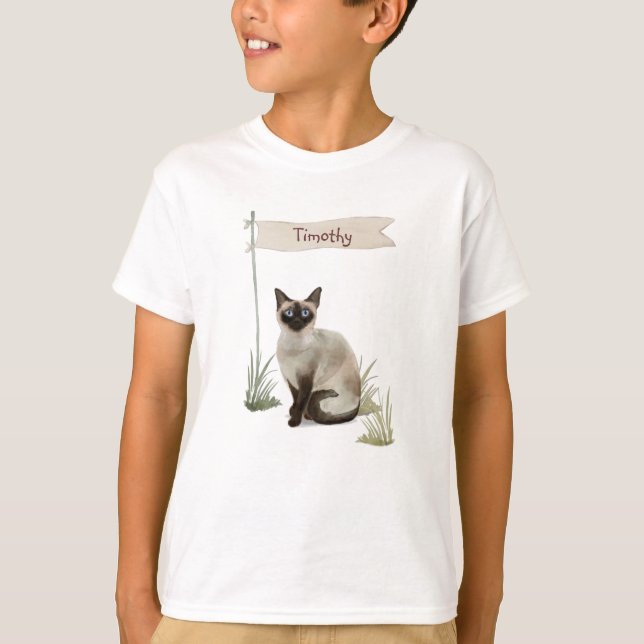 Custom Name Siamese Cat Pet T-Shirt (Front)