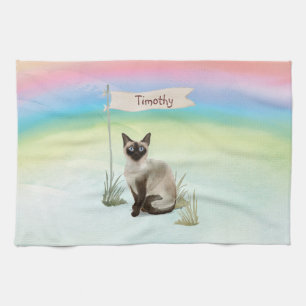 Custom Name Siamese Cat Pet Tea Towel