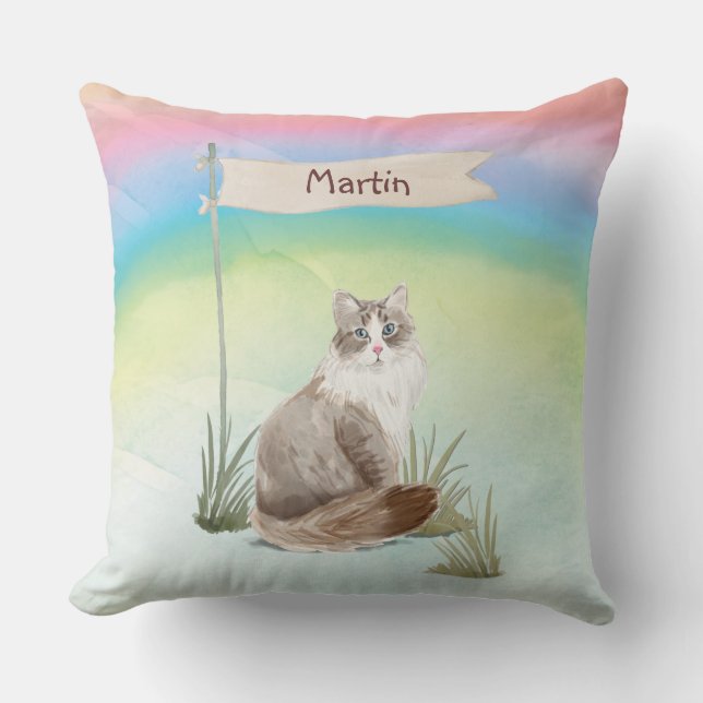 Custom Name Siberian Cat Pet Cushion (Front)