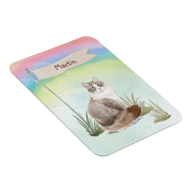 Custom Name Siberian Cat Pet Magnet (Right Side)