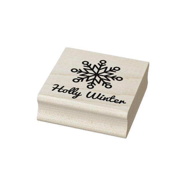 Custom Name Signature Winter Snowflake   Rubber Stamp (Stamp)