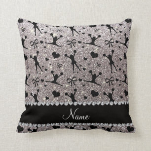 Custom name silver glitter cheerleading cushion