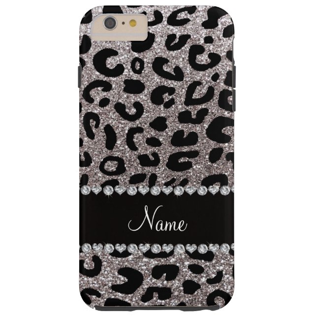 Custom name silver glitter cheetah print Case-Mate iPhone case (Back)