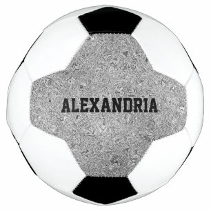 Custom Name Silver Glitter Foil Sparkle Football