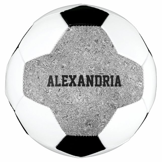 Custom Name Silver Glitter Foil Sparkle Football (Front)