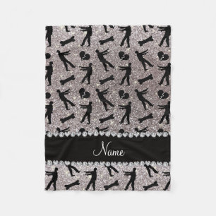 Custom name silver glitter zombies fleece blanket