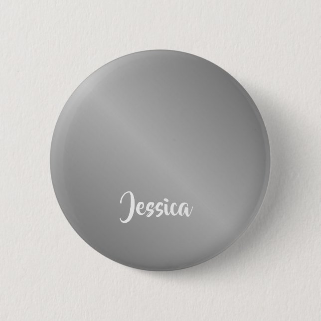 Custom name silver gradient 6 cm round badge (Front)