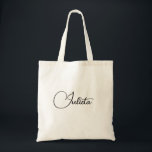 Custom Name Simple Black and White Tote Bag<br><div class="desc">Custom Name or text Minimalist Elegant Calligraphy Wedding Tote Bags,  perfect as Bridesmaid wedding favor.</div>