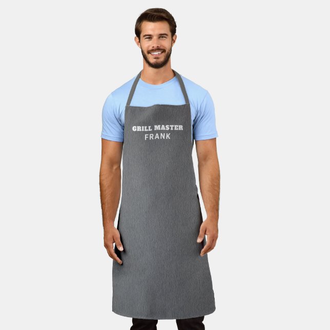 Custom Name Simple Dark Grey Modern Apron (Worn)