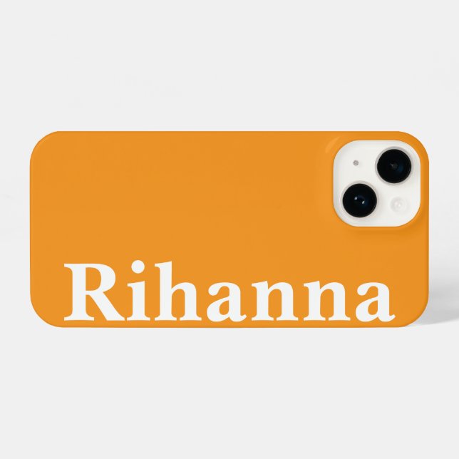 Custom Name Simple Minimal Plain Orange Colour iPhone Case (Back Horizontal)