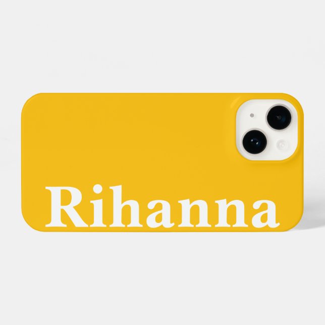 Custom Name Simple Minimal Plain Yellow Colour iPhone Case (Back Horizontal)