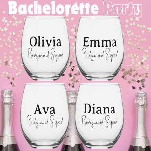 Custom Name,Simple Script Bridesmaid Wedding Stemless Wine Glass